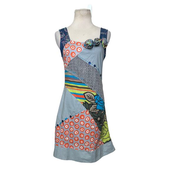 Lucy and Co. gray green pink patchwork Tank Mini Dress Size Small - Picture 16 of 16